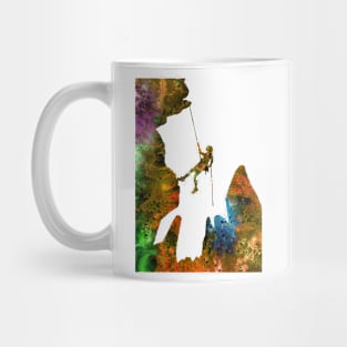 Rock climbing extreme sport woman Mug